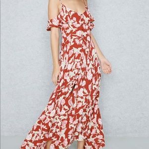 Topshop Cold Shoulder Floral Maxi Dress